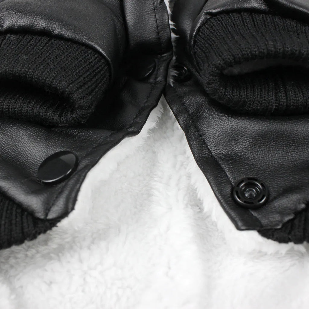 British-style leather dog coat in black and wine red colours for autumn and winter seasons