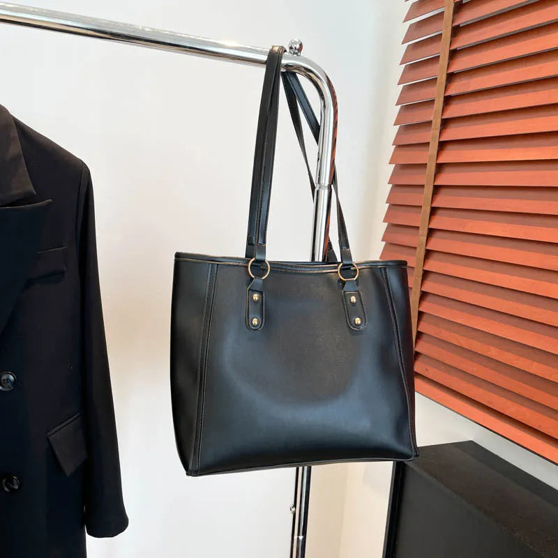 Korean style horizontal square shoulder bag with sandwich pocket detailing in four colour options
