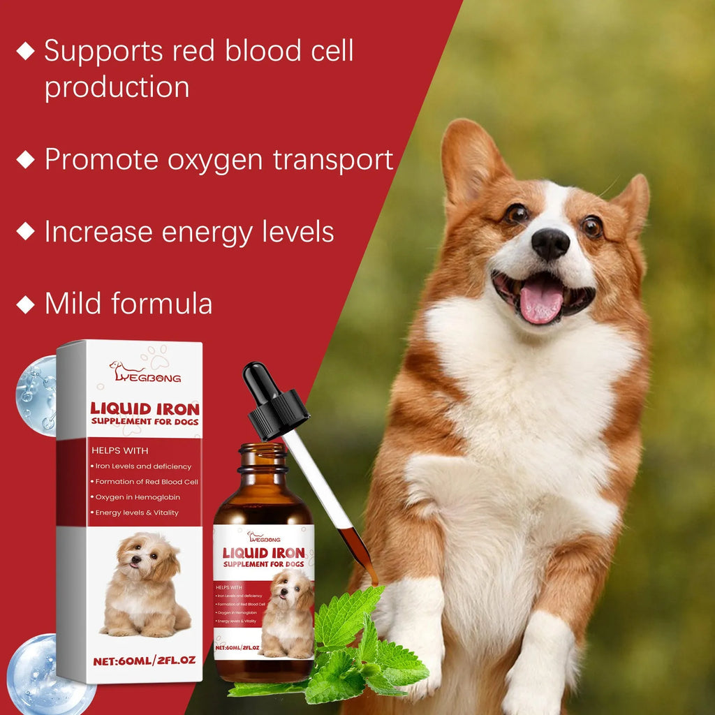 60ml bottle of pet dog syrup with mint extract for oral care and fresh breath