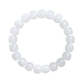 White Hetian jade barrel bead bracelet for men and women shown in three bead size options.