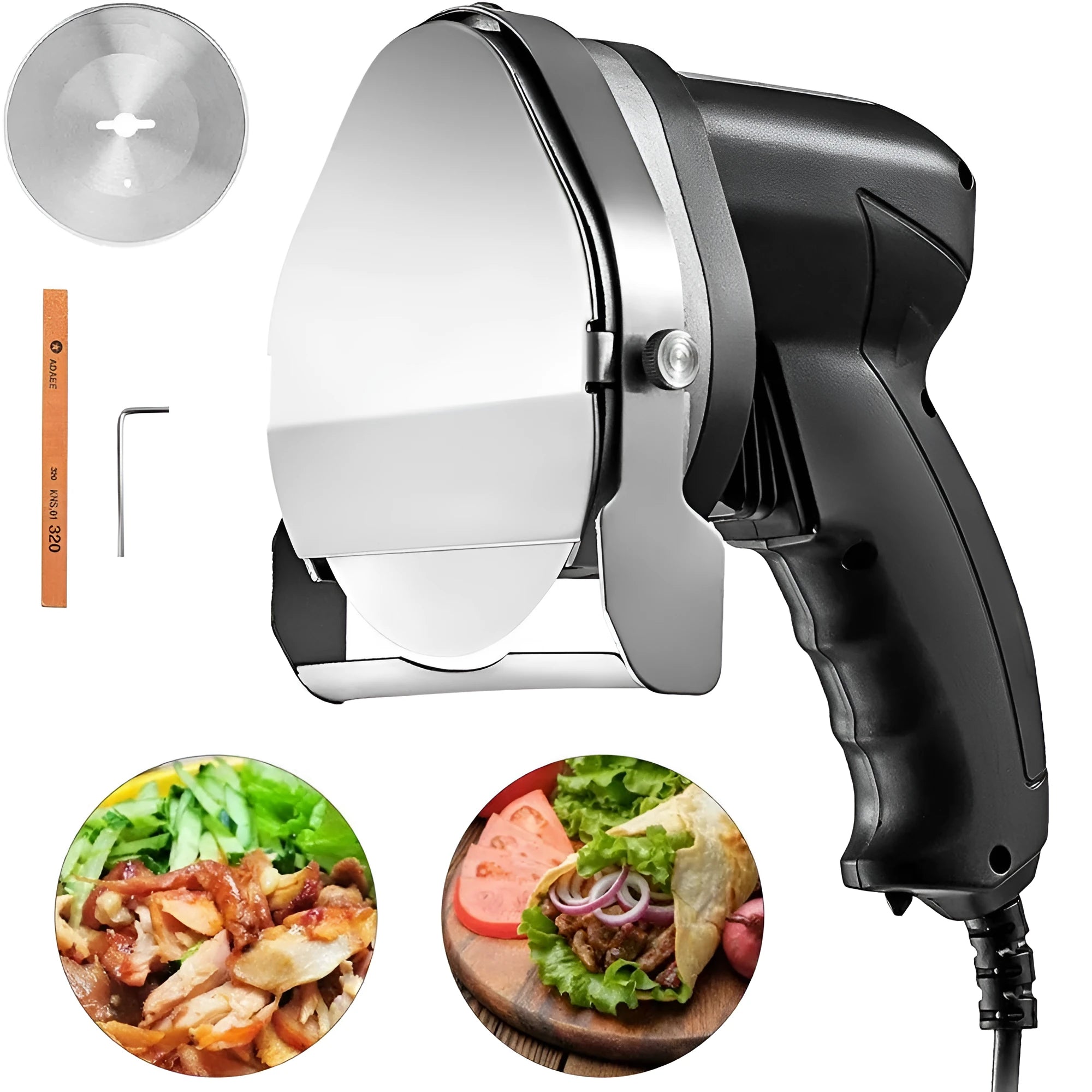 Black KS-100E electric meat cleaver with EU plug for turkey barbecue machines