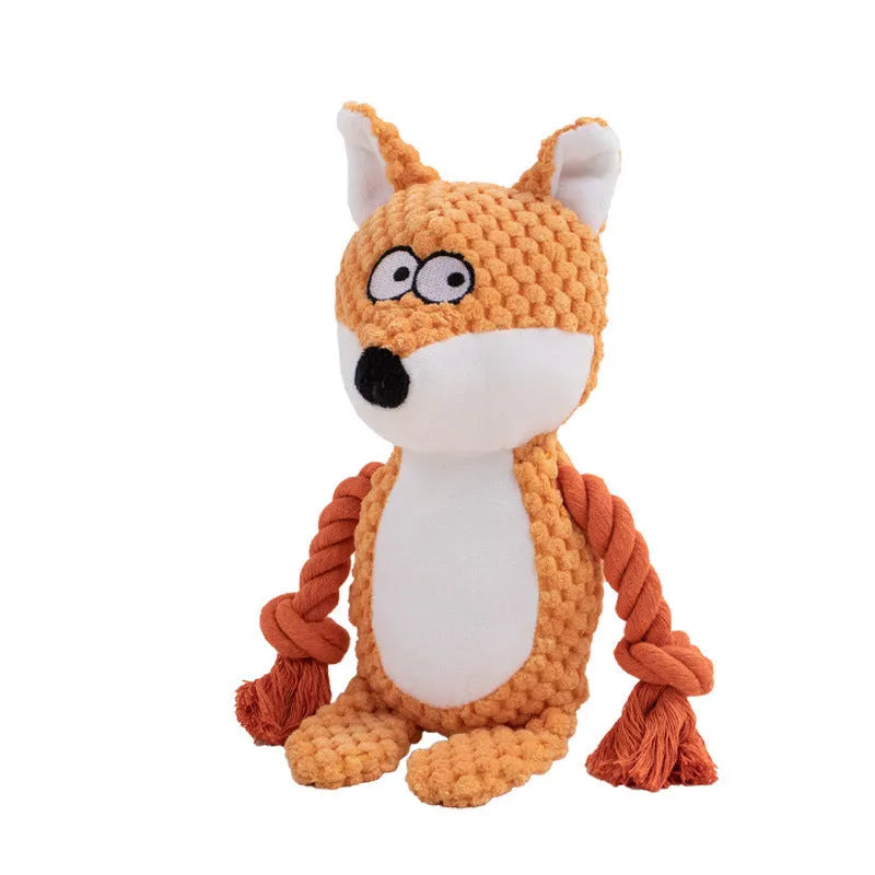 Plush and cotton rope interactive tug of war dog toy in hippo design