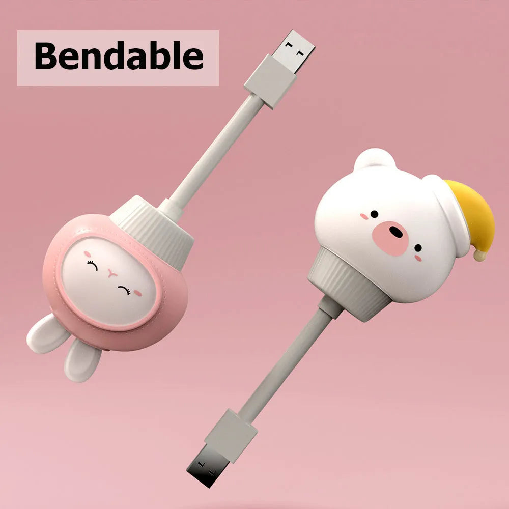 USB portable LED night light with cartoon bear rabbit duck designs and remote control