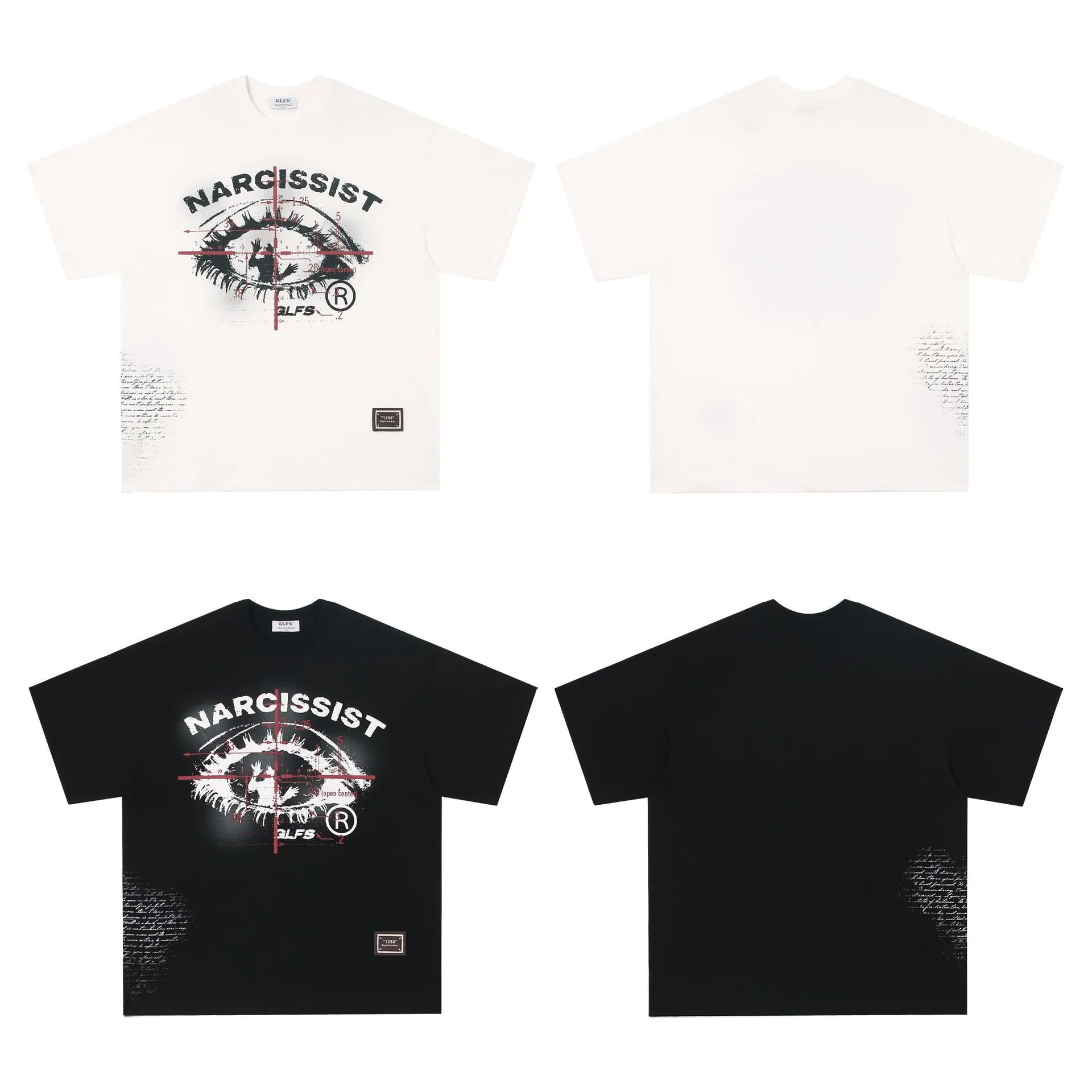 Retro hip hop gothic cotton T-shirt with letter print in black and white colours