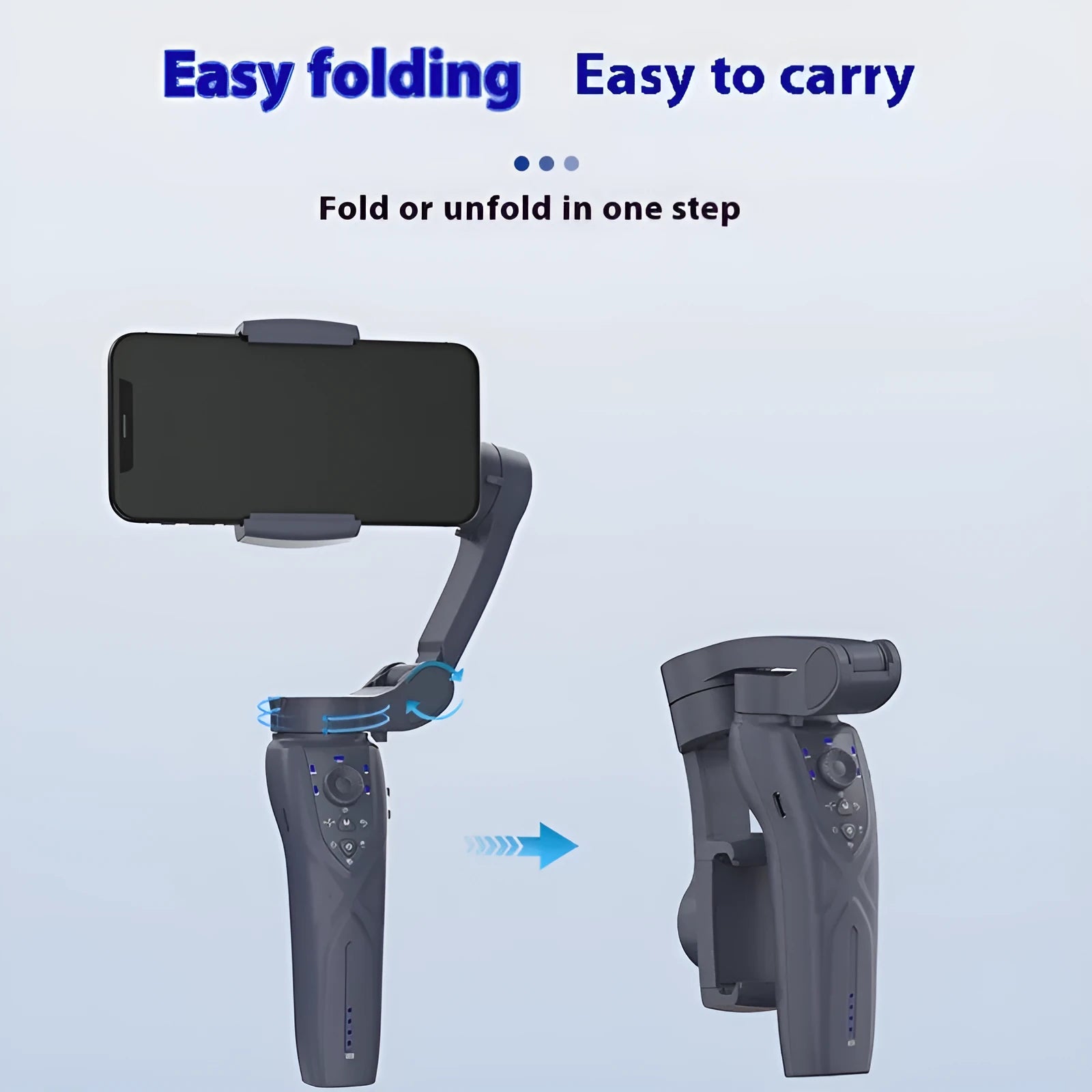 Three-axis anti-shake phone bracket with AI module in English version, ABS construction, small holder and charging cable included