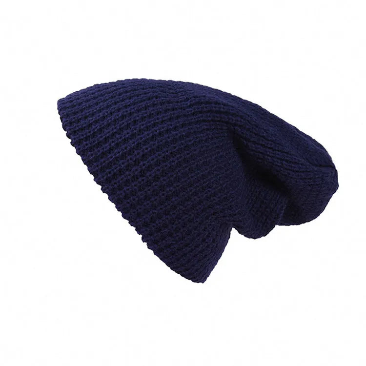 Knitted wool cap, striped pattern, black gray jujube red, 32cm length 20cm width, warp knit