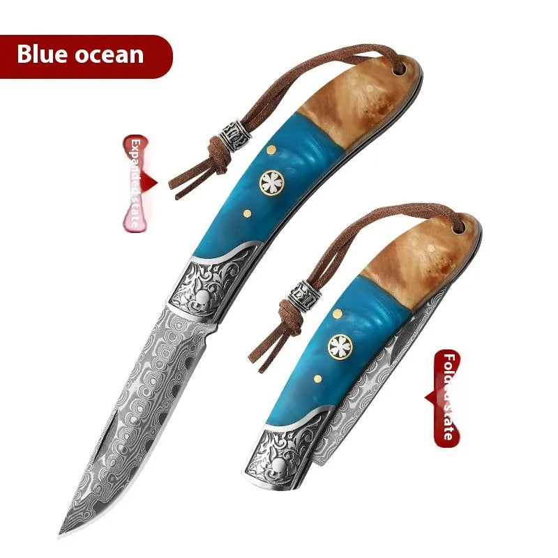 VG10 stainless steel folding knife with national style handmade craftsmanship