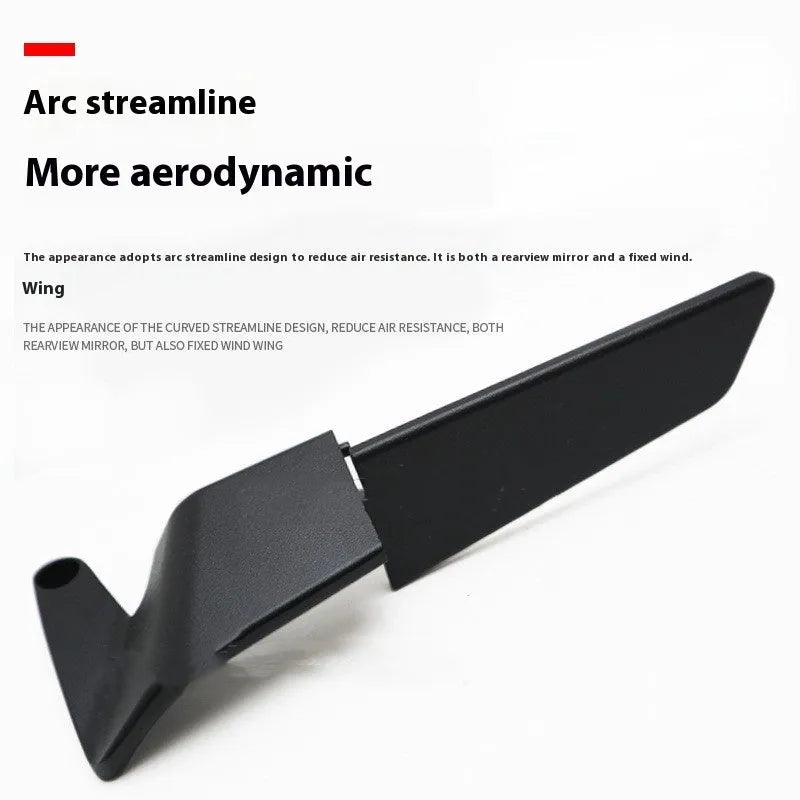 Black universal motorcycle rearview mirror pair with aluminium alloy stem and glass reflector