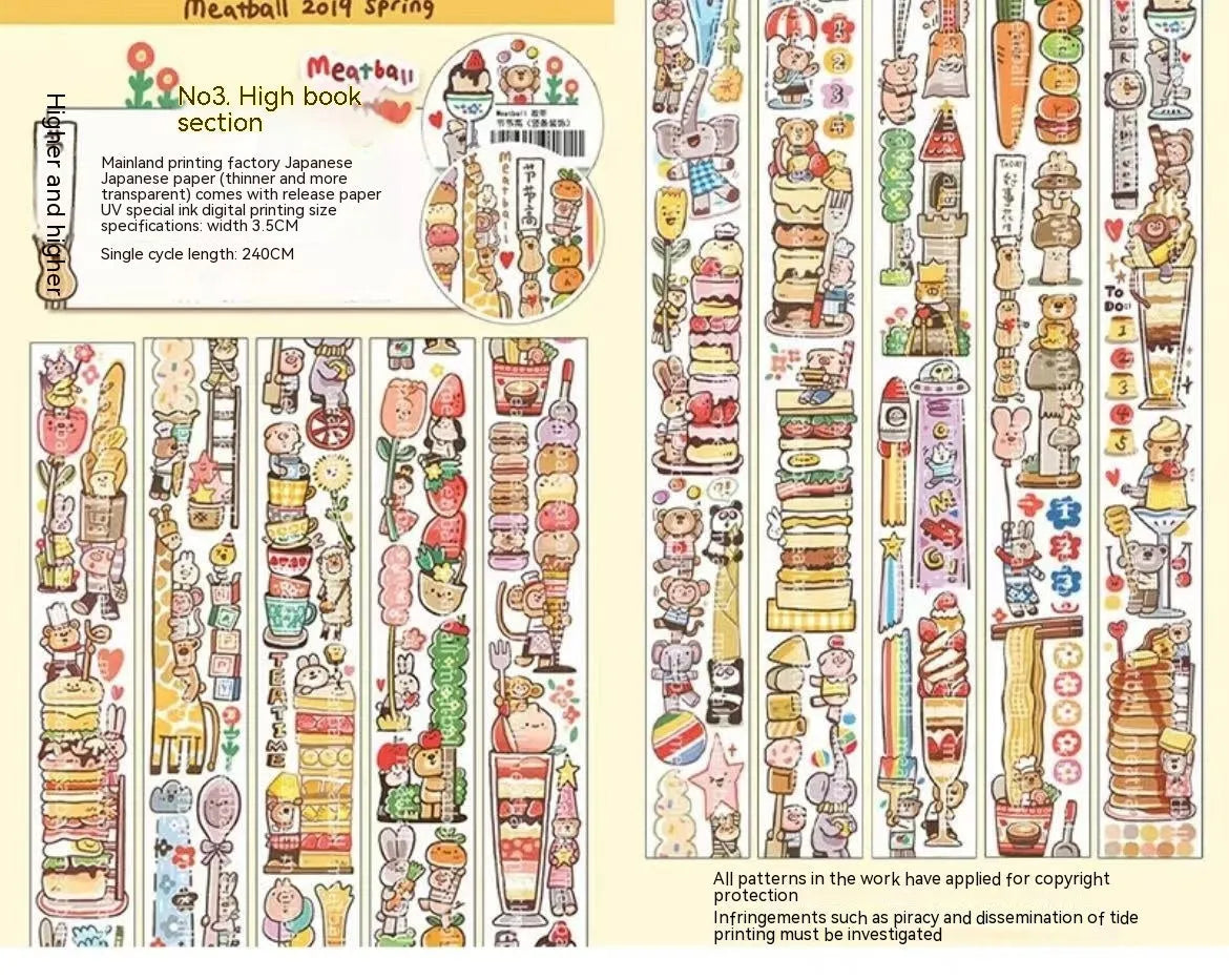 Cute cartoon character sticker on Japanese paper for haemorrhoid tape packaging decoration.