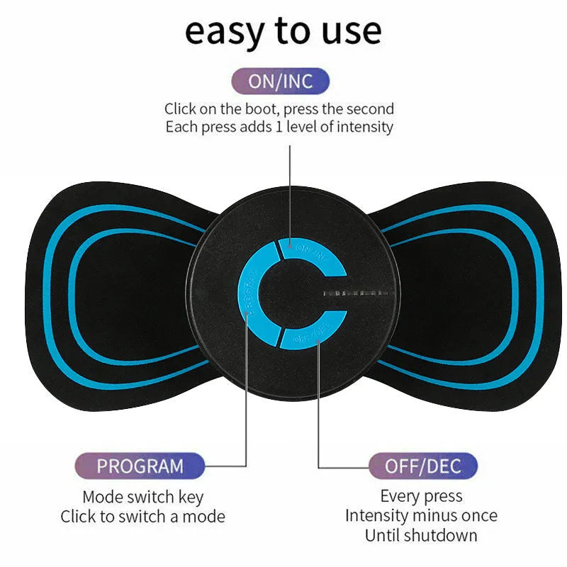 Black HQ-185 mini electric shoulder and neck massager for cervical spine relief with massage patches
