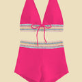 Women's high waist bikini suit in a choice of six colours with striped or solid patterns