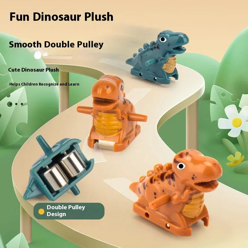Dinosaur assembled electric slide track toy car with plastic track and moving dinosaur figures for kids