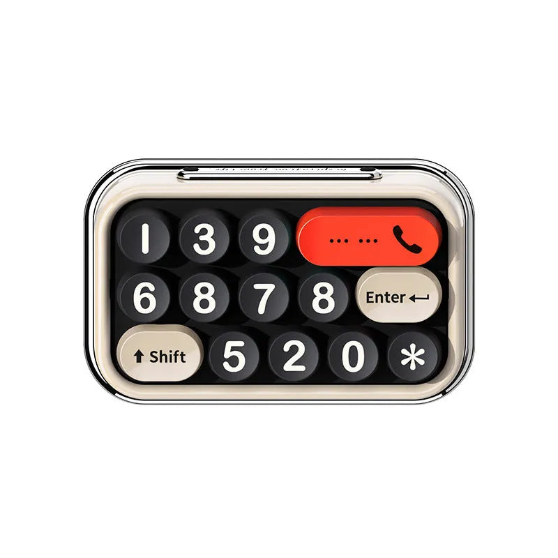 Creative typewriter-style temporary parking number plate in zinc alloy and ABS on a desk