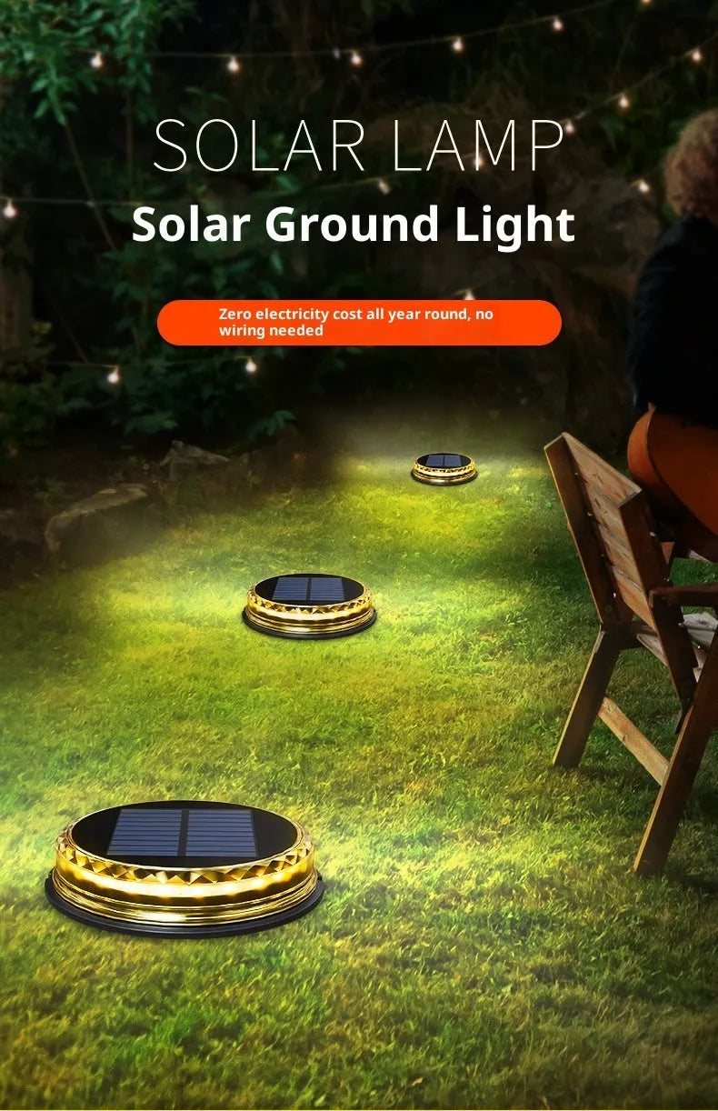 Solar buried light 121x121x26mm square ABS AS ground lamp with 17 LED 13lm for courtyard and lawn