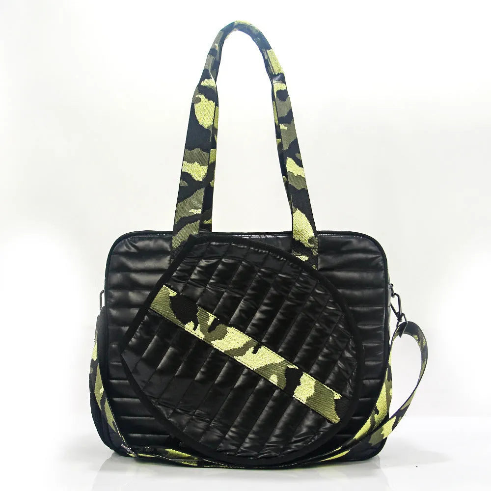 Fashion tennis racket bag in diving cloth, horizontal square shape, hand-carry crossbody shoulder pack, multiple colour options