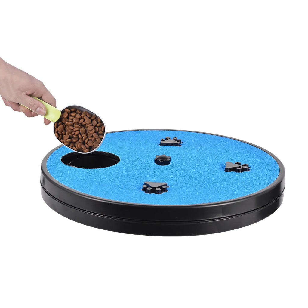 Square rotating dog nail file board with food compartments and suction cup base