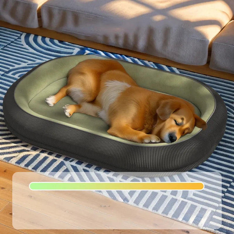 Corduroy fleece dog kennel bed for large and medium dogs, available in gray and green