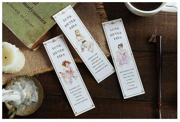 Student creative art bookmark set with 30 sheets on white cardboard showing art designs