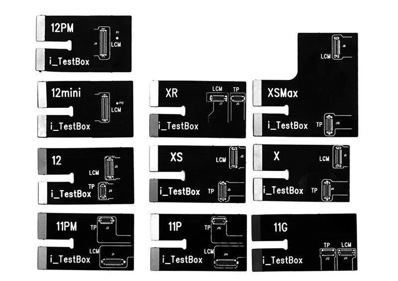 Professional mobile phone screen tester with connectors for iPhone, Samsung, Huawei repair diagnostics