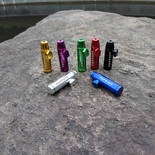 Aluminium alloy cigarette holder with flat bullet tip in seven colour options.