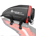 Knight PU leather motorcycle tail bag in black with quick release buckle and non-slip bottom