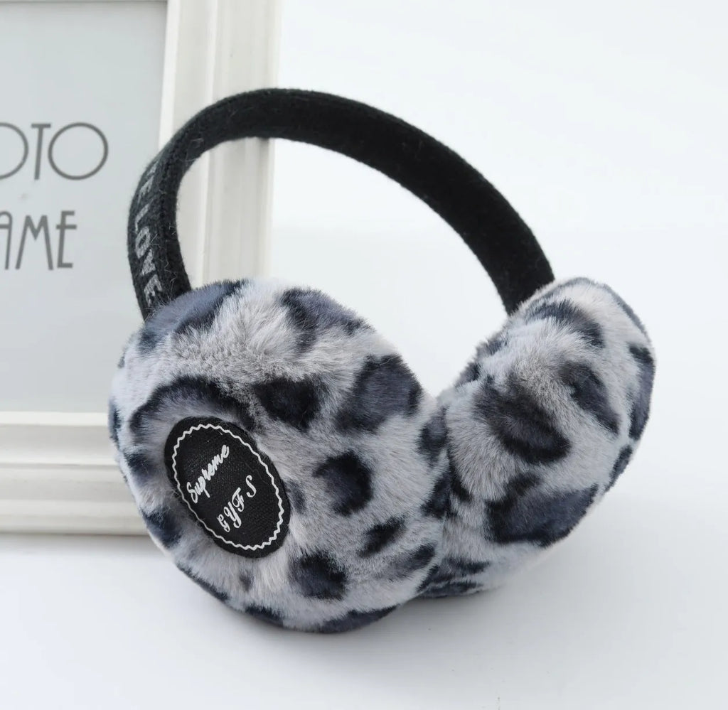 Plush Bluetooth earmuff headset in khaki with built-in controls for outdoor calls and music