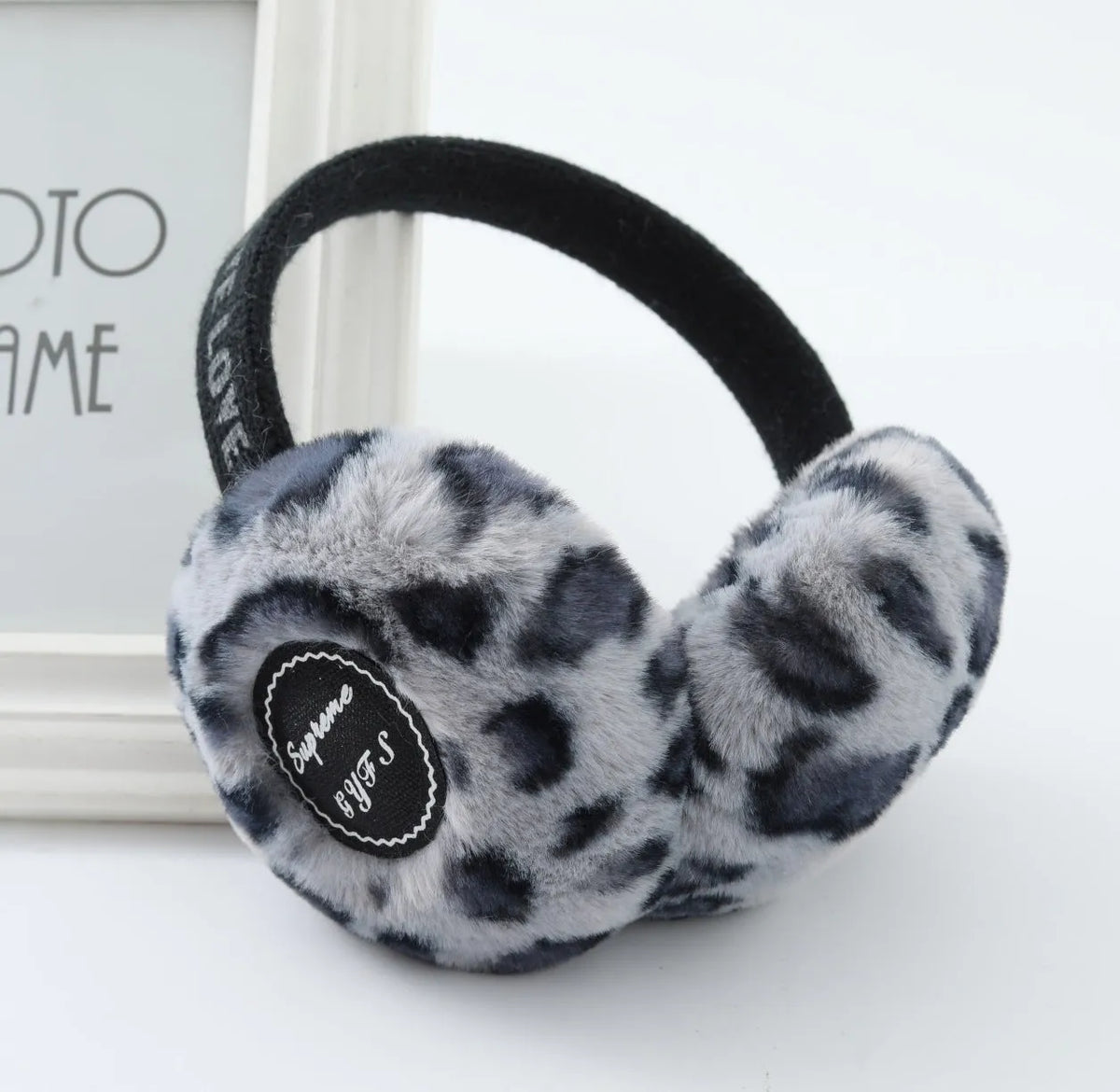 Plush Bluetooth earmuff headset in khaki with built-in controls for outdoor calls and music