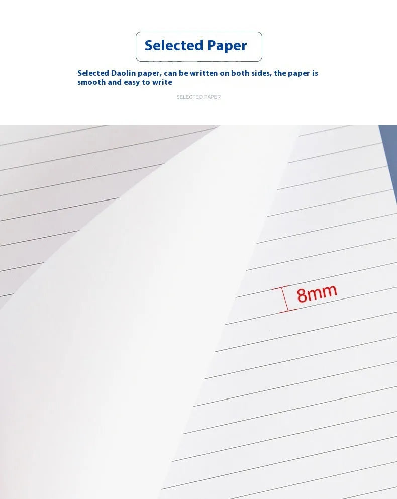 A4 tearable notebook with gridded ivory pages and a paper cover.