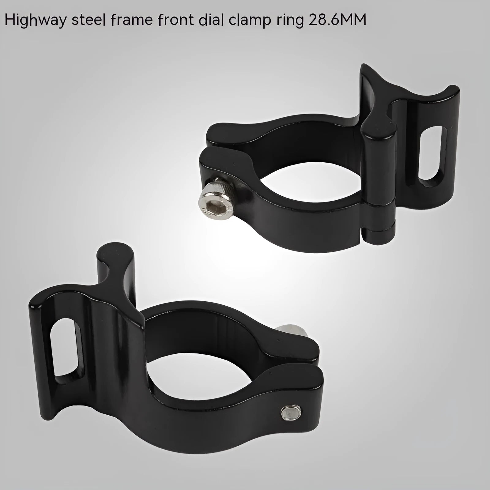 Black aluminium alloy vehicle clamp ring with a 28.6mm inner diameter.