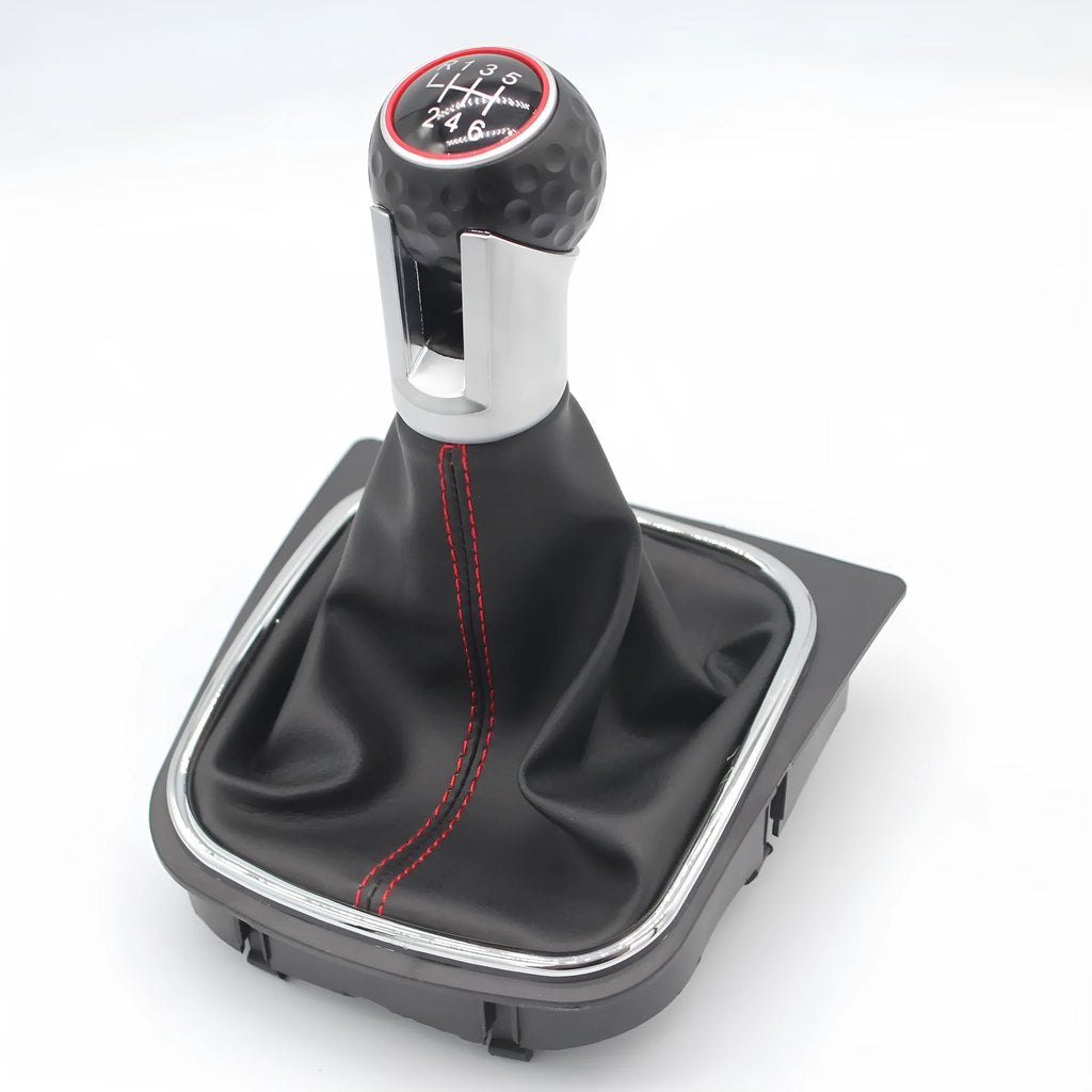 Black manual gear lever handball shift head replacement for Volkswagen Golf 5 6 7 with dust boot.