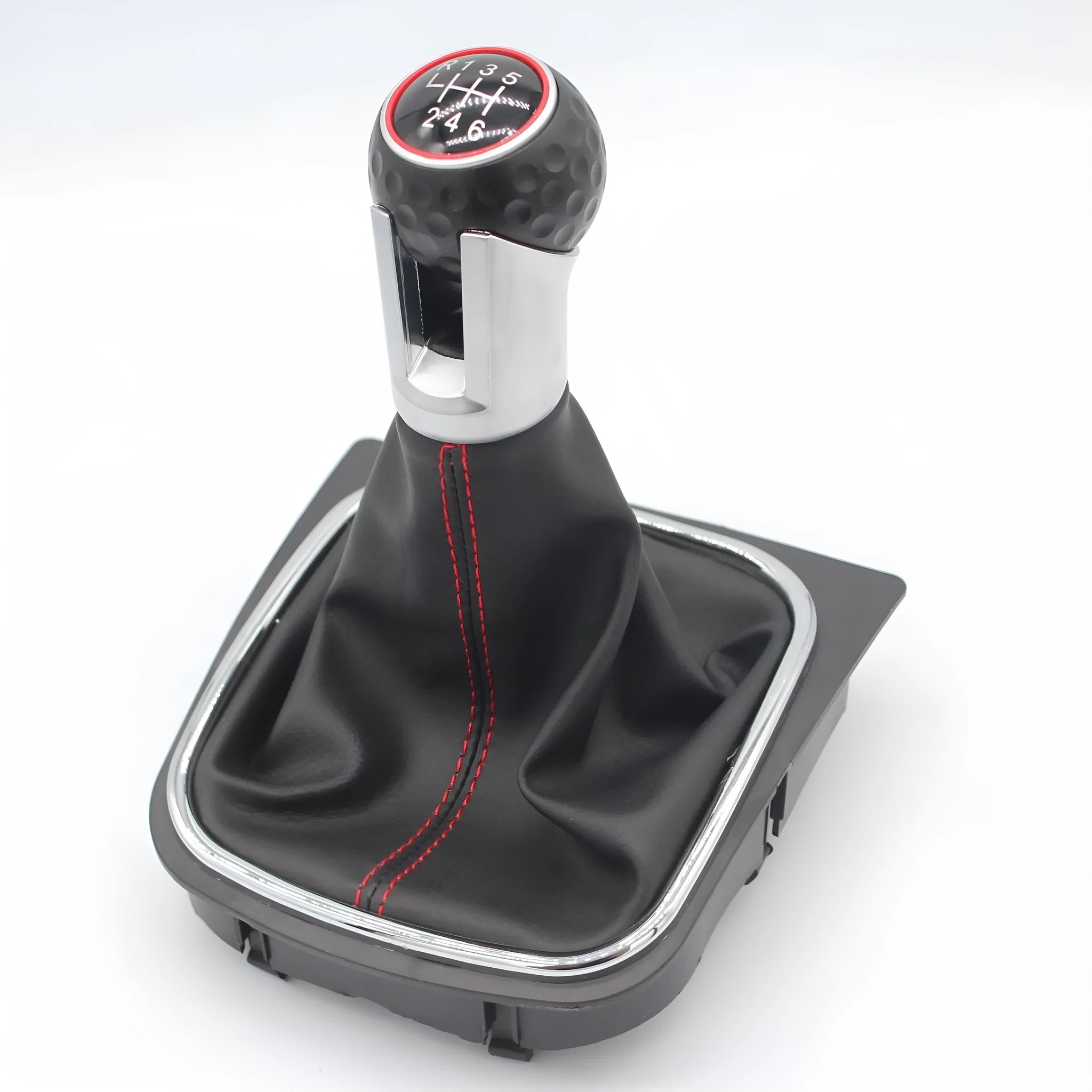 Black manual gear lever handball shift head replacement for Volkswagen Golf 5 6 7 with dust boot.