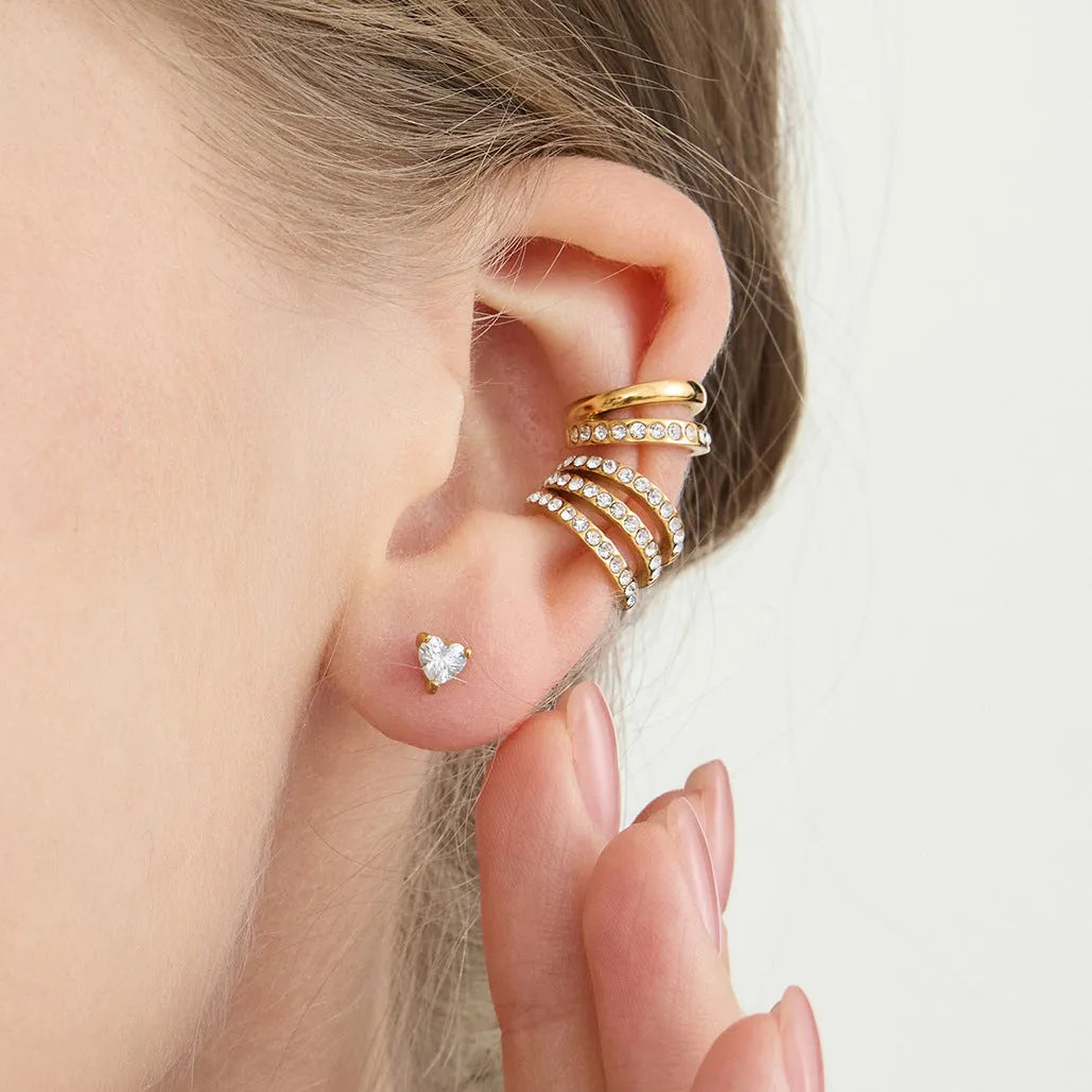 Women's stainless steel clip-on geometric ring earrings with electroplated finish in colours JDE0309004 and JDE0309005