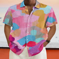 Hawaiian style stand collar short sleeve cardigan with 3D printing in bright colours