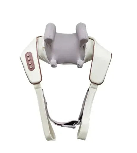 Creamy white rechargeable shoulder and neck massager with infrared physiotherapy function