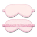 Double-sided silk-like eyeshade in rayon elastic satin shown in multiple colour options including black, beige, and wine red