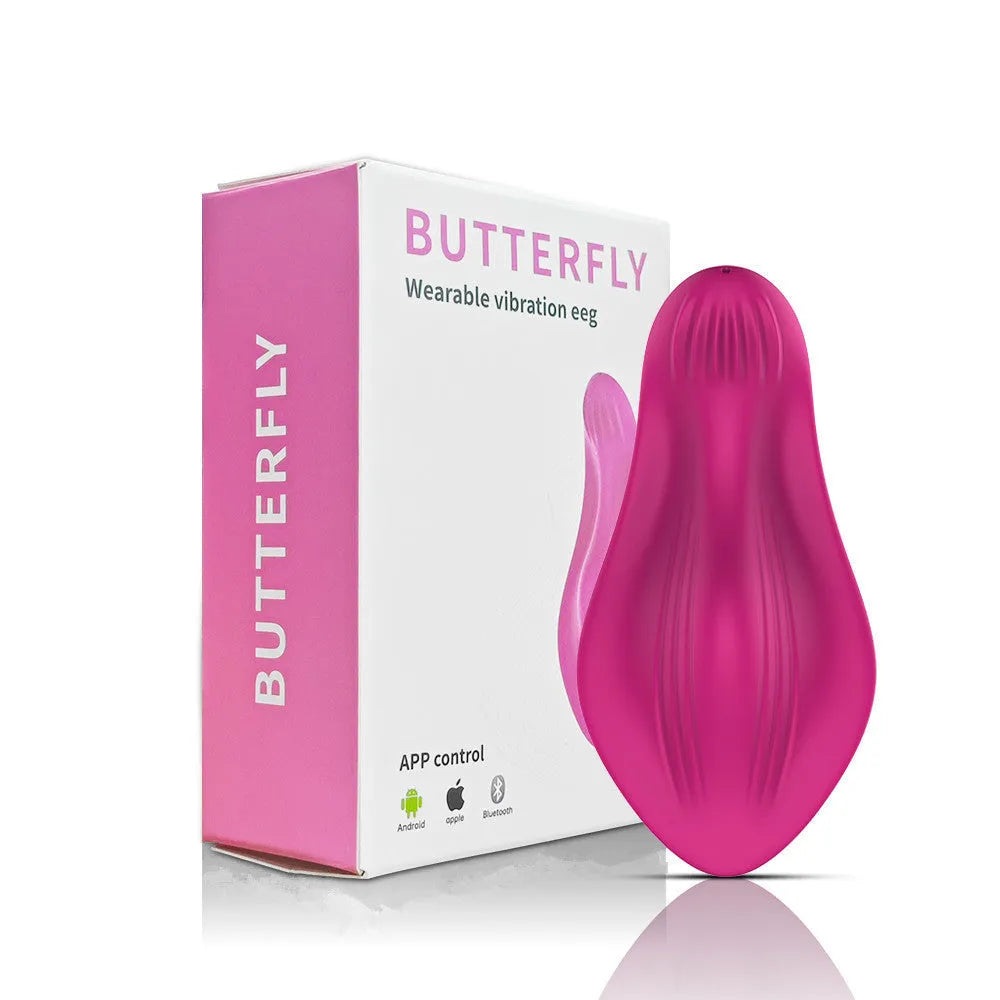 Rose Red wearable female massager with app control and USB charging port