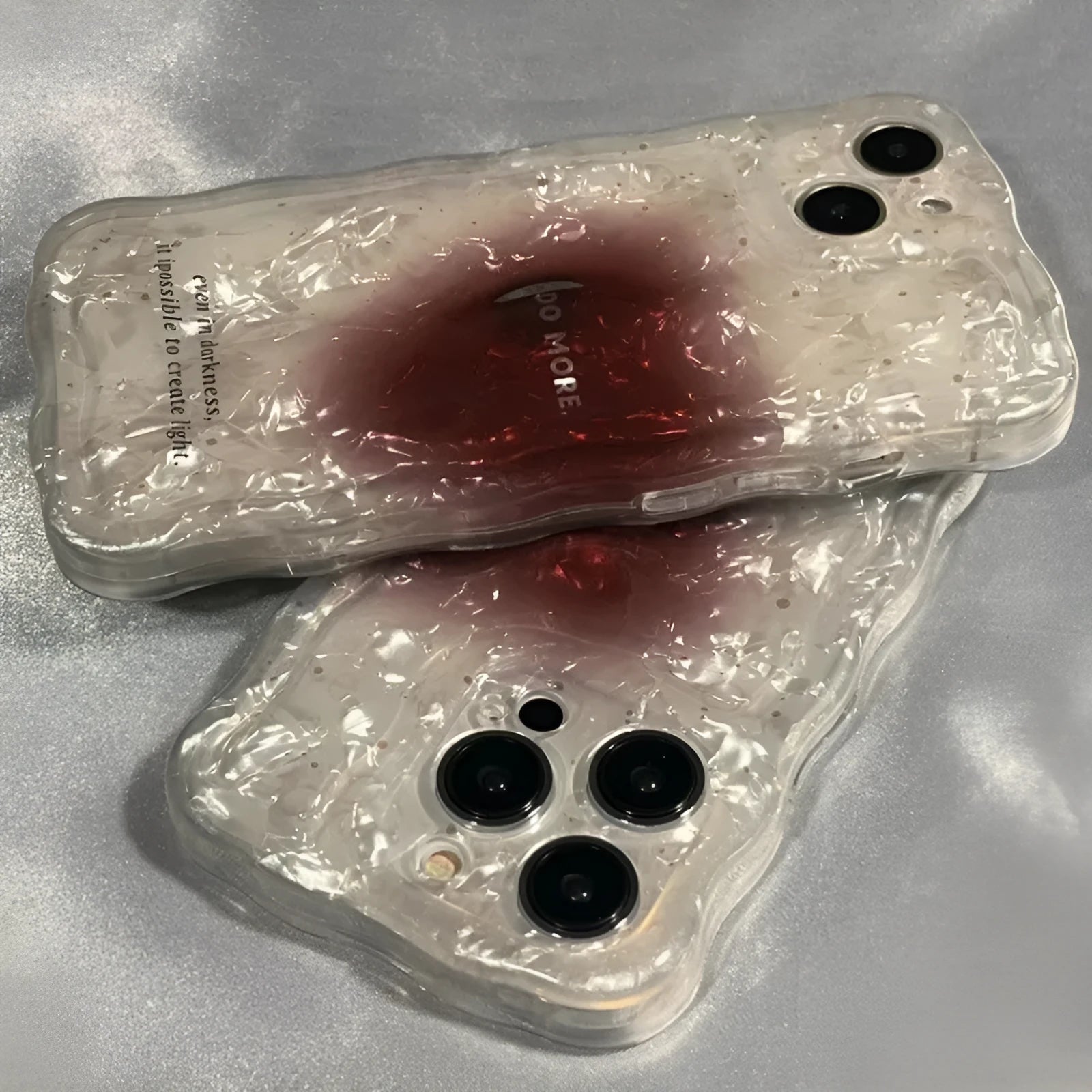 Silicone phone case with letters and heart pattern for iPhone models in Smudges Love colour