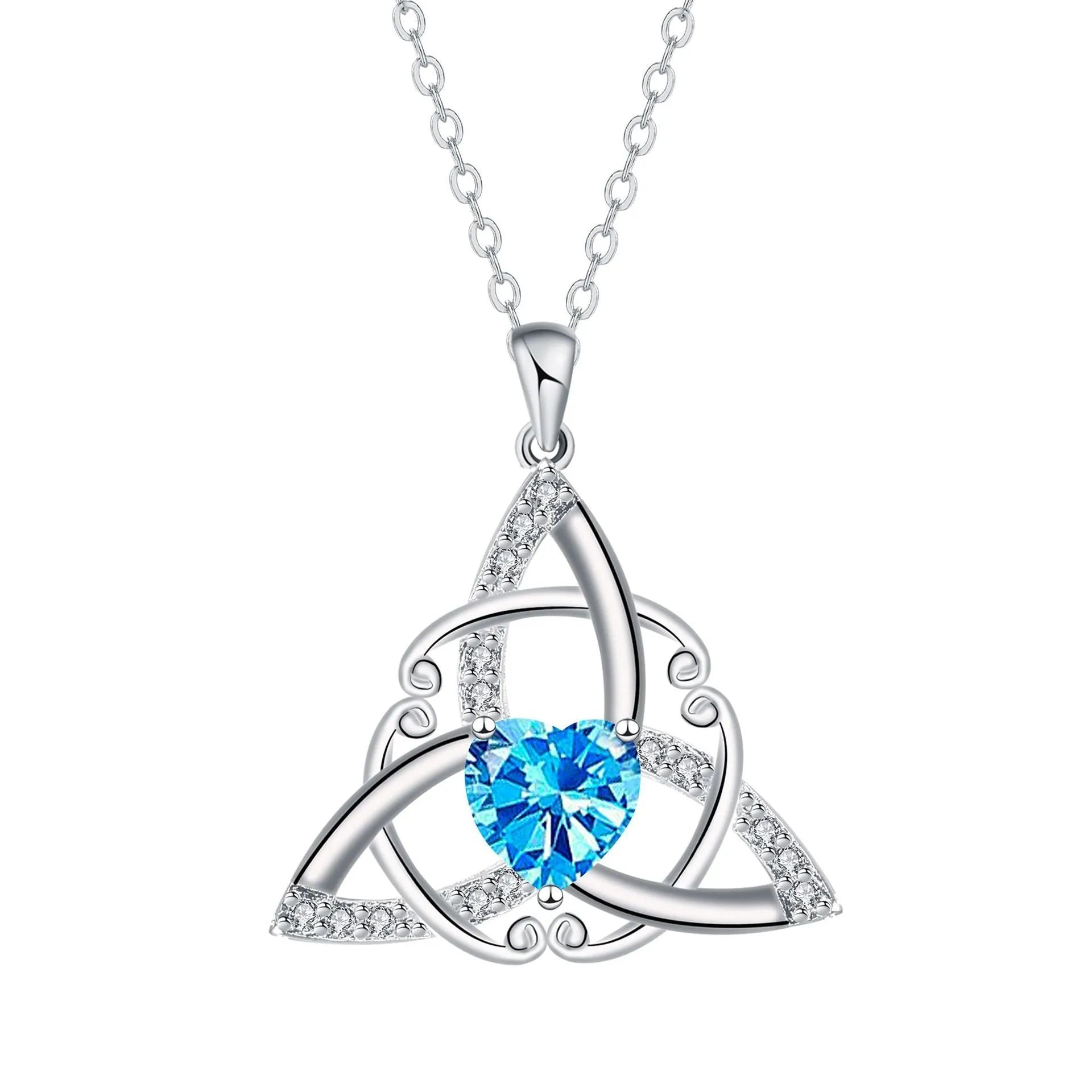 Geometric Celtic knot women's necklace in electroplated copper showing colour options