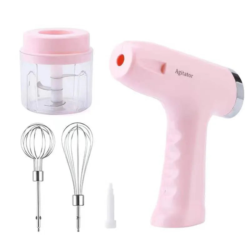 Wireless electric whisk two-in-one blender with cream packer and meat grinder in pink, blue or green