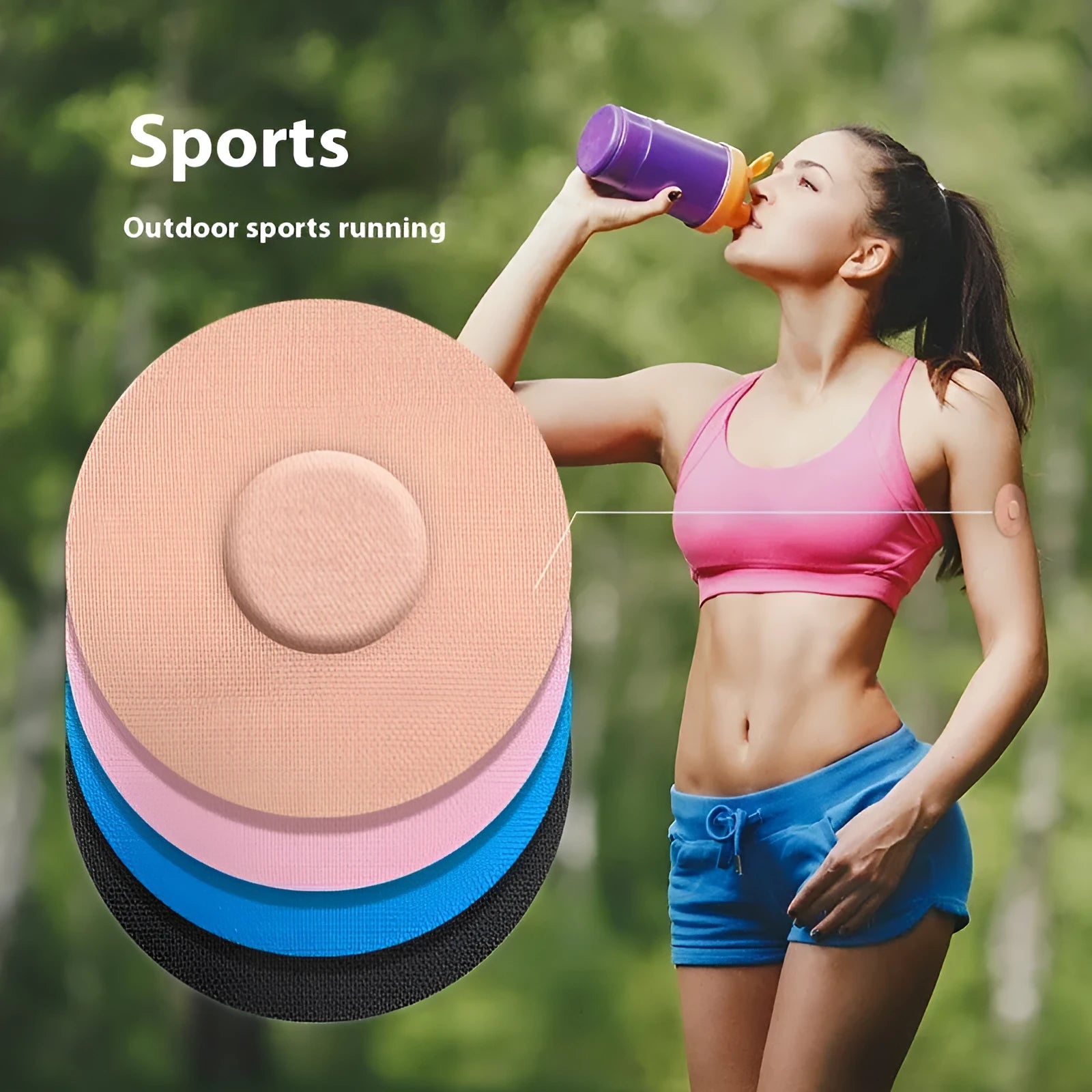 Sports anti-slip adhesive patch on skin with glue-free silicone base for running and fitness