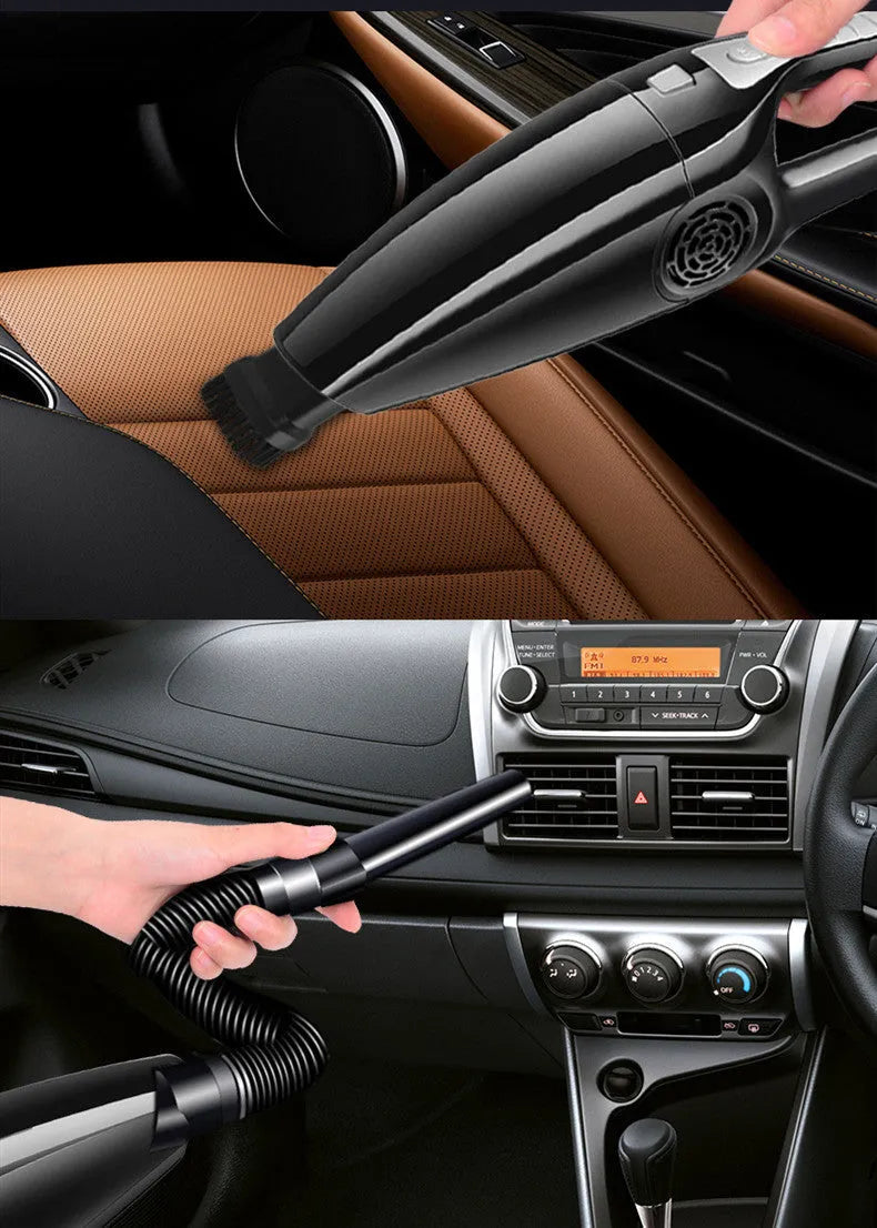 PoHigh Power Hypa eighth generation black and orange car vacuum cleaner with 12V plug.