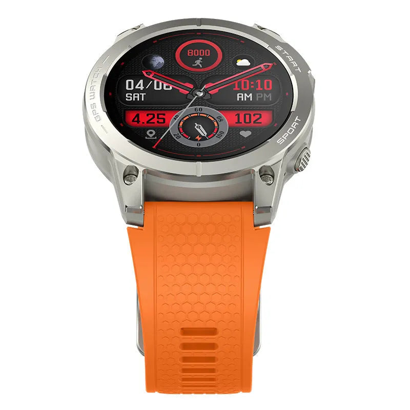 S53 Outdoor GPS Sports Smart Watch in Black or Orange with silicone wristband and 1.43 inch screen