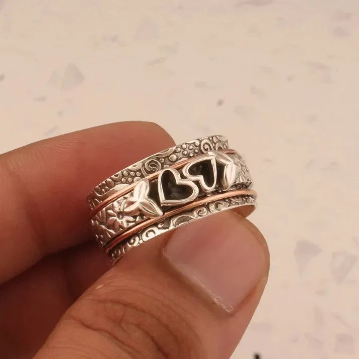 Silver wide noodle ring for women, zinc alloy electroplated band, sizes 6 to 10