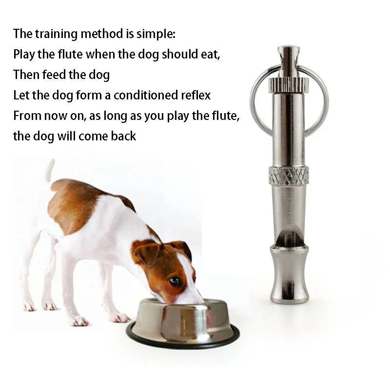 Metallic ultrasonic adjustable dog whistle for training and barking control