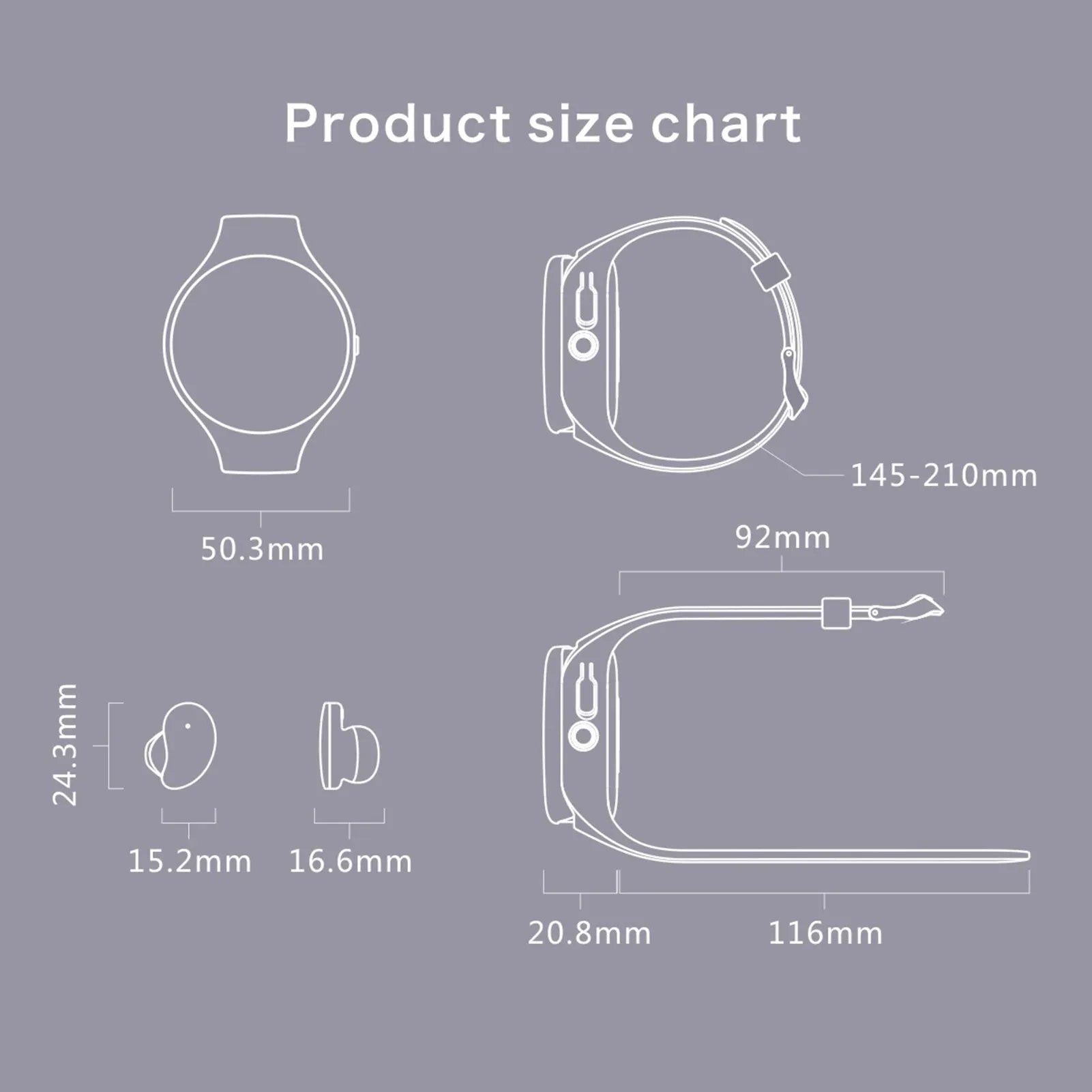 Black smart bracelet with detachable TWS Bluetooth earphones showing colour screen display