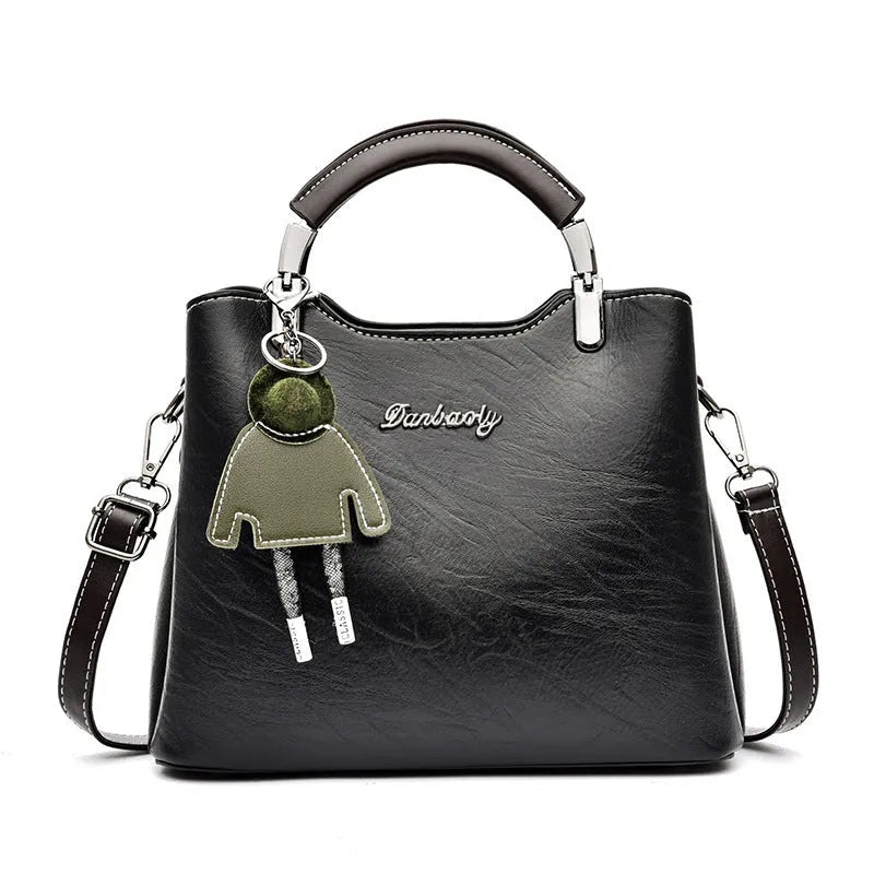 Simple retro small handbag for women crossbody horizontal square PU in black colour