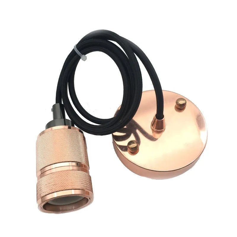 DIY retro ceiling light chandelier assembly kit components in chrome, gold, rose gold, and shiny black finishes