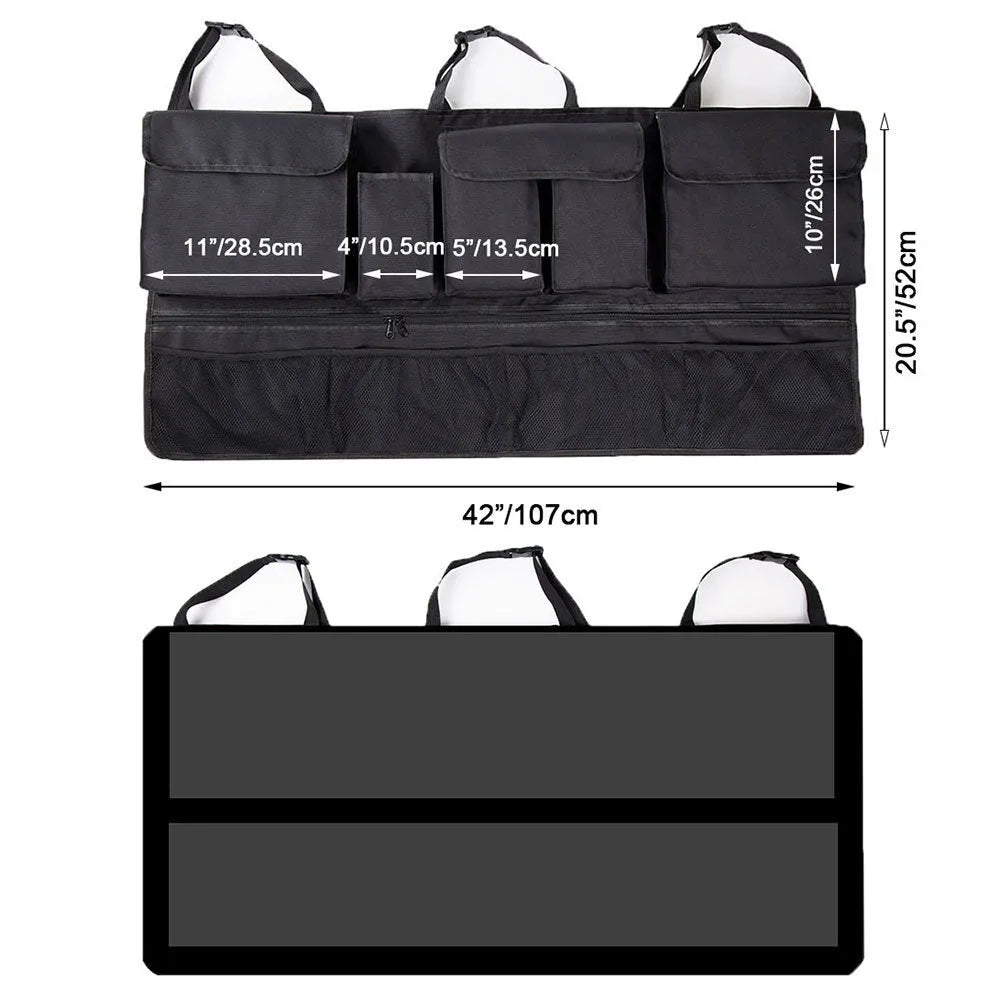 Black car hanging storage bag with carrying handle made from waterproof Oxford cloth