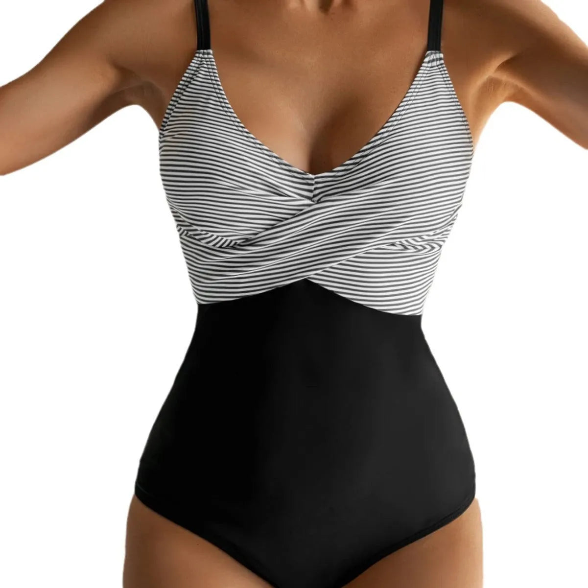 Women's printed backless lace-up one-piece bikini swimsuit in a leopard print pattern.