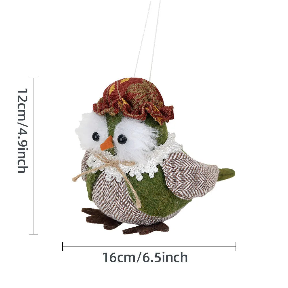 Orange or green owl harvest bird Thanksgiving pendant ornament for window or desktop display